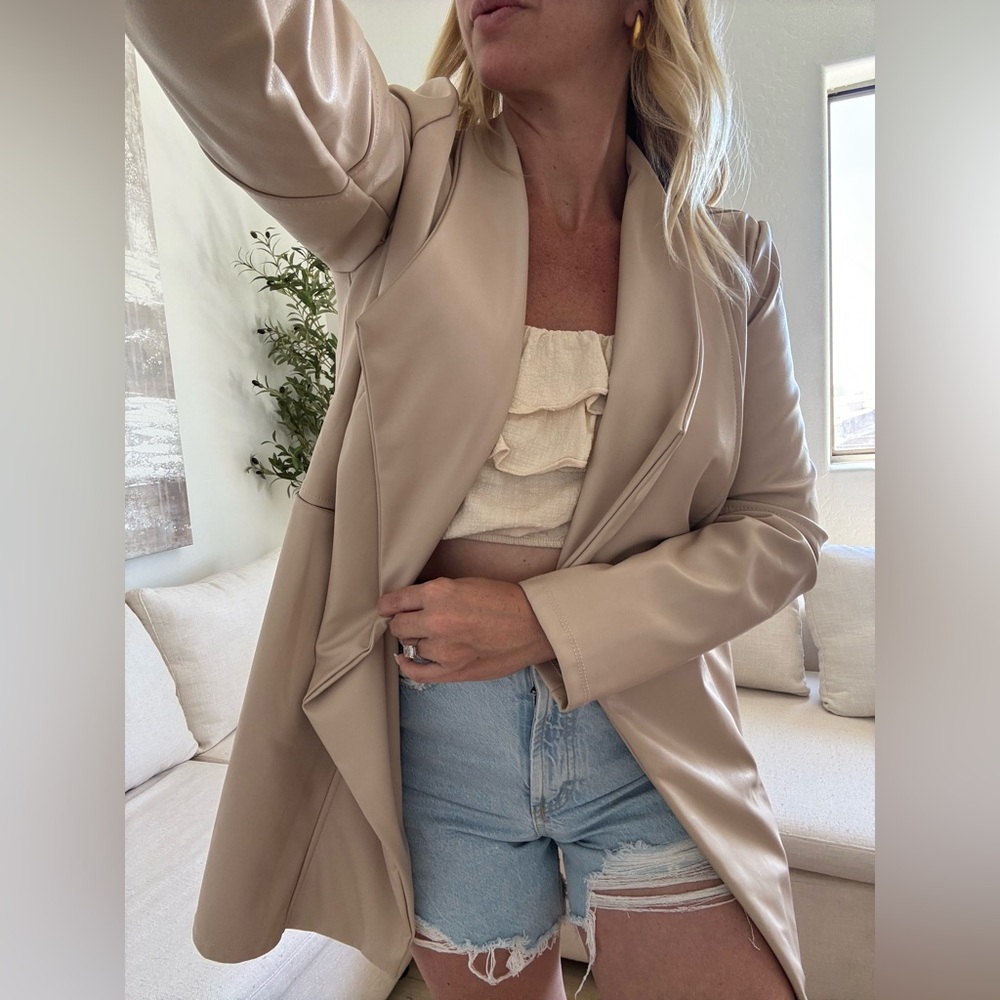 Faux Leather Tan Women's Coat